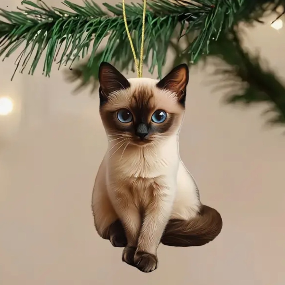 Siamese Kitty Cat 2D Acrylic Flat Ornament Pendant Charm
